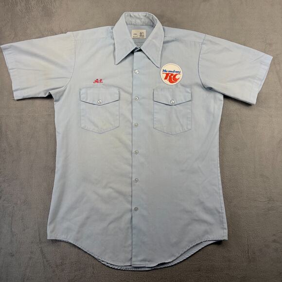 VTG RC Cola Delivery Uniform Work Shirt Men's Medium Half Sleeve Royal Crown USA - Picture 1 of 10